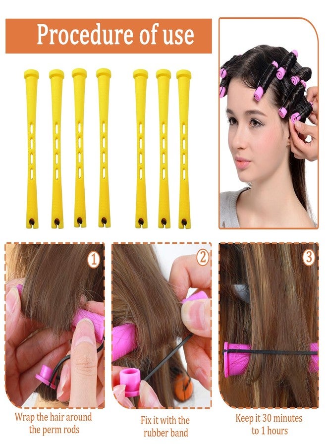 Coufce 60 Pcs Perm Rods 0.28" Yellow Hair Rollers Cold Wave Rods Long Short Hair Rollers Curling Rods - Image 4